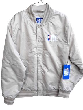 NBA Bomber Jacket  Men’s Size L Silver Brand New Tags Jacket MSRP: $125